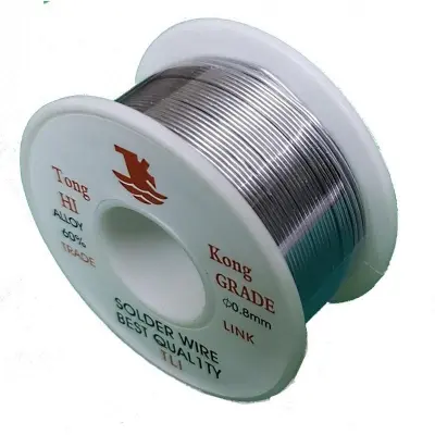 Picture of Tong Kong Soldering Lead 60% Alloy Welding Solder Wire Spool Reel 0.8mm DIY Hobbyists Electronics (Silver)