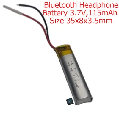 Picture of Bluetooth Headphone Battery 3.7V 115mAh Size 35x8x3.5mm Lithium Polymer Rechargeable Lipo Battery For Bluetooth Smart Watch MP3 (Silver)