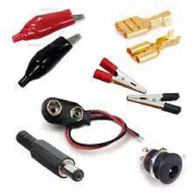 Picture of Combo Connector's DC Jack, Alligator clip, 9 Volt Battery Connector and DC Panel Mount Socket, Female Wire Spade Connector (Black)