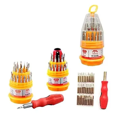 Picture of Multifunction 31 in 1 Precision Handle Mini Screw driver set Mobile Phone Watch Laptop Repair Kit Tools Household Accessories (Yellow)
