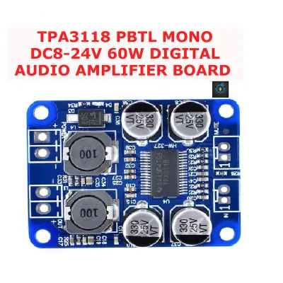 Picture of TPA3118 PBTL Mono DC8-24V 60W Digital Audio Amplifier Board AMP Module Chip 1X60W 4-8 Ohms Replace TPA3110 TPA3116 XH-M139
