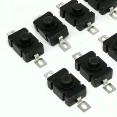 Picture of 10Pcs- BLACK Color DC 30V 1A Flashlight Latching ON OFF Mini Push Button Switch 17x12x9.5mm For Table Lamp Flashlight Button LED Torch Light Switches DIY (Black)