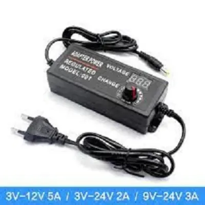 Picture of Adjustable DC 24V 3A Power Adapter with LED Voltmeter 775 Motor Power Supply AC 220V to DC 3V-24V Lighting Power Supply for LED Light RS775 775 DC Motor Audio Amplifier (Black)