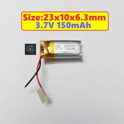 Picture of Heavy Duty 801023 Bluetooth Headphone Battery 3.7V 150Mah Size 23X10X6.3Mm Lithium Polymer Rechargeable Lipo Battery For Bluetooth Headset Earphone Battery Smart Watch Mp3 - Battery (Silver)