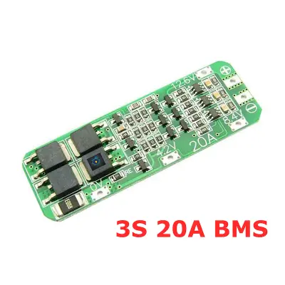 Picture of 3S 20A Li-ion Lithium Battery 18650 Charger PCB BMS Protection Board For Drill Motor 12.6V Lipo Cell Module 64x20x3.4mm - Battery (Silver)
