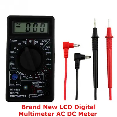 Picture of Brand New LCD Digital Multimeter AC DC Meter 750/1000V Amp Volt Ohm Tester- Black (Black)