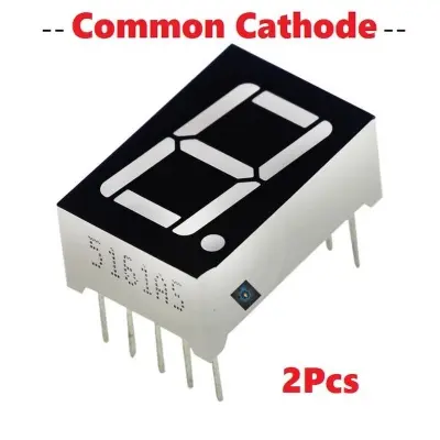 Picture of 2Pcs- Common Cathode CC 0.56″ Inch Single Digit 7 Segment Red Color LED Digital Display (Black)