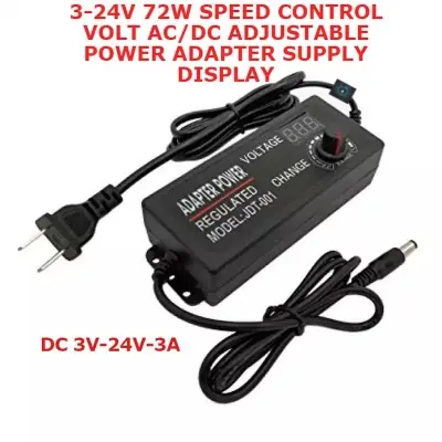 Picture of 775 Motor Power Supply Adapter Charger with LED Voltmeter Adjustable AC 220V to DC 3V-24V 3A Lighting Power Supply for LED Light (Black)