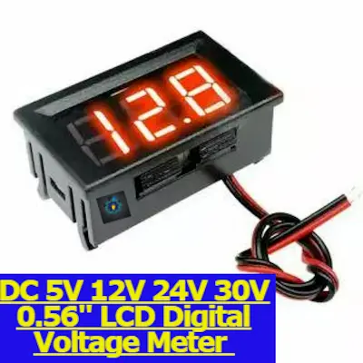 Picture of DC 5V 12V 24V 30V 0.56" LCD Digital Voltage Meter Voltmeter Battery Capacity Tester Detector (Black)