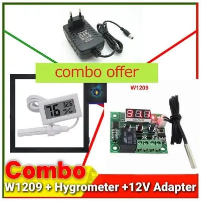 Picture of W1209 + Hygrometer + 12V 2A Adapter Combo Package for Egg Incubator System XH-M452 XH-W3001 (Multicolor)