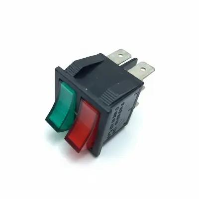 Picture of KCD2 Double Boat Rocker Switch 6 Pin On-Off With Green Red Light 15A 250VAC Powerpoints Switches & Savers (Multicolor)