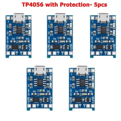 Picture of TP4056 1A Battery Charging Module with Protection-Micro B USB (Silver)