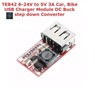 Picture of TE842 6-24V to 5V 3A Car, Bike USB Charger Module DC Buck step down Converter (Red)