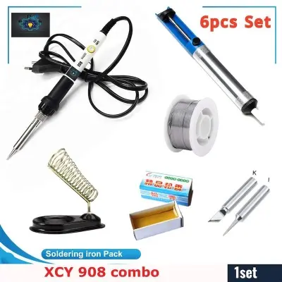 Picture of 60W Soldering Iron Xcy 908 Adjustable Soldering Iron Combo- 6Pcs Set - Soldering Iron (Multicolor)