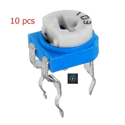 Picture of 10Pcs-103 Trimpot Variable Resistor Top Adjustment Single Turn 6mm V/R 3Pin Leads Terminals (Silver)