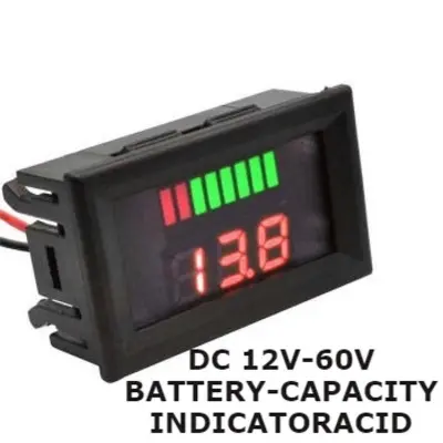 Picture of DC 12V-60V Battery Capacity Indicator ACID Lead-acid Lead Battery Charge Level LED Tester Red Digital Voltmeter (Black)