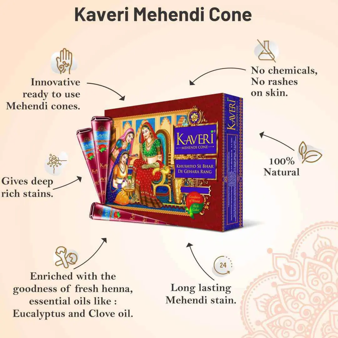 Picture of Kaveri Mehendi Cone Indian (25gm)-1pcs