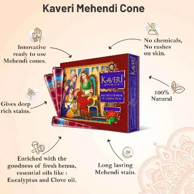 Picture of Kaveri Mehendi Cone Indian (25gm)-1pcs