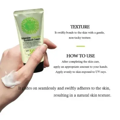 Picture of 3W Clinic Intensive Green Tea Sunblock Cream SPF 50+PA+++