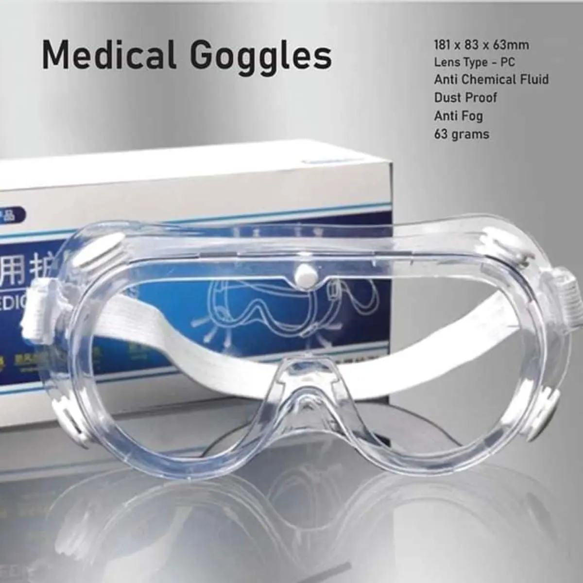 Picture of Protective Safety Goggles with Wide Vision & Adjustable Strap