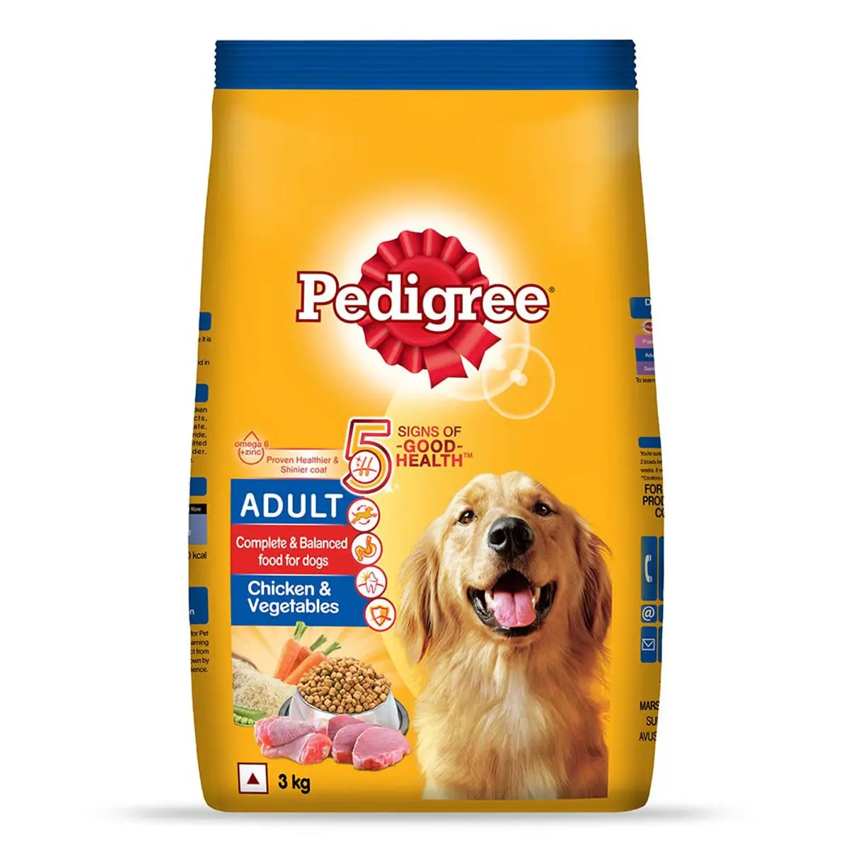 Picture of Pedigree Adult Dry Dog Food - Chicken And Vegetables Flavor - 3Kg Pack
