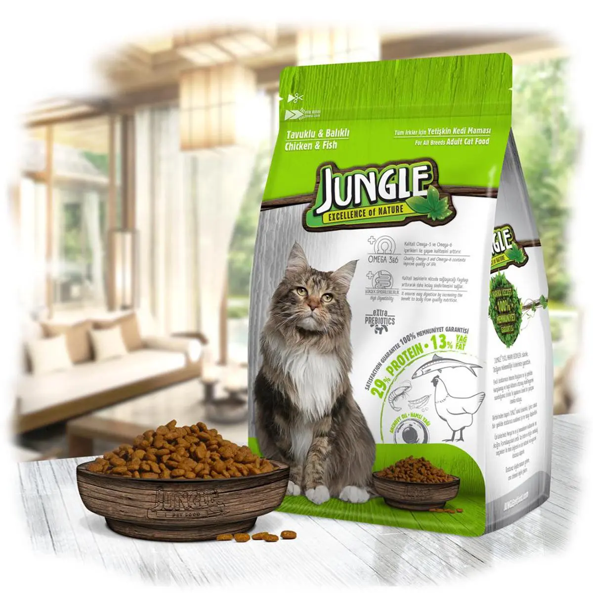 Picture of Jungle Adult Cat Food With Chicken and Fish 1.5Kg