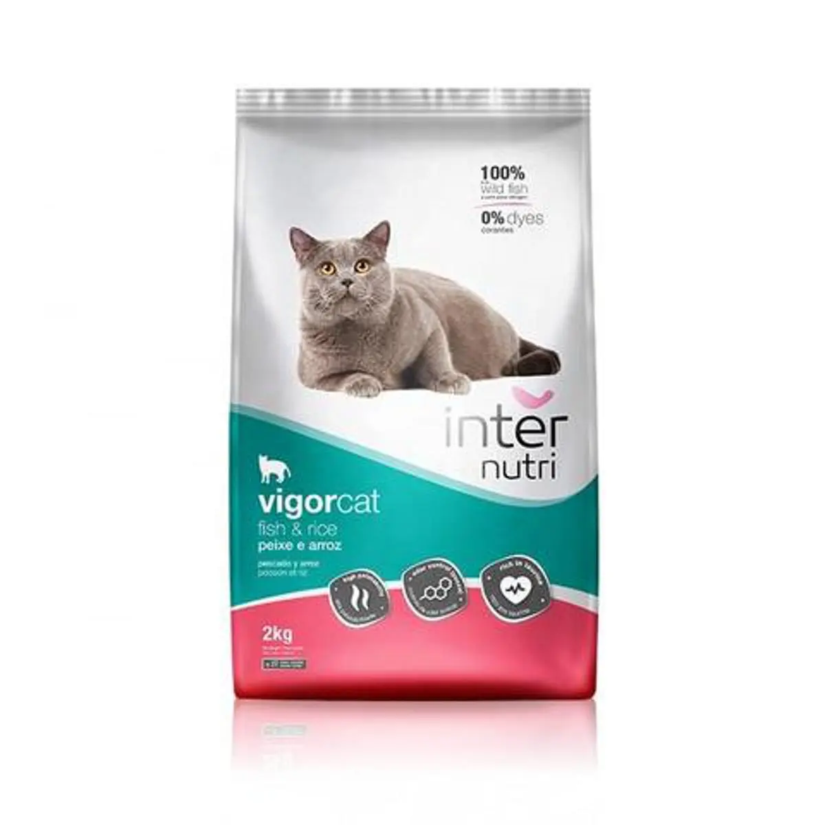 Picture of INTERNUTRI Cat Dry Food Premium Quality 2kg Pack, Cat Food Vigorcat Fish & Rice