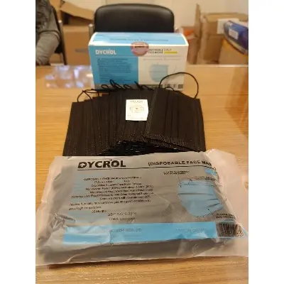 Picture of Dycrol Black Disposable Surgical Mask (50 Face Masks) 3-Ply Breathable Comfortable Nose/Mouth Coverings for Home & Office Elastic Ear Loop 3-Layer Safety Shield for Adultss