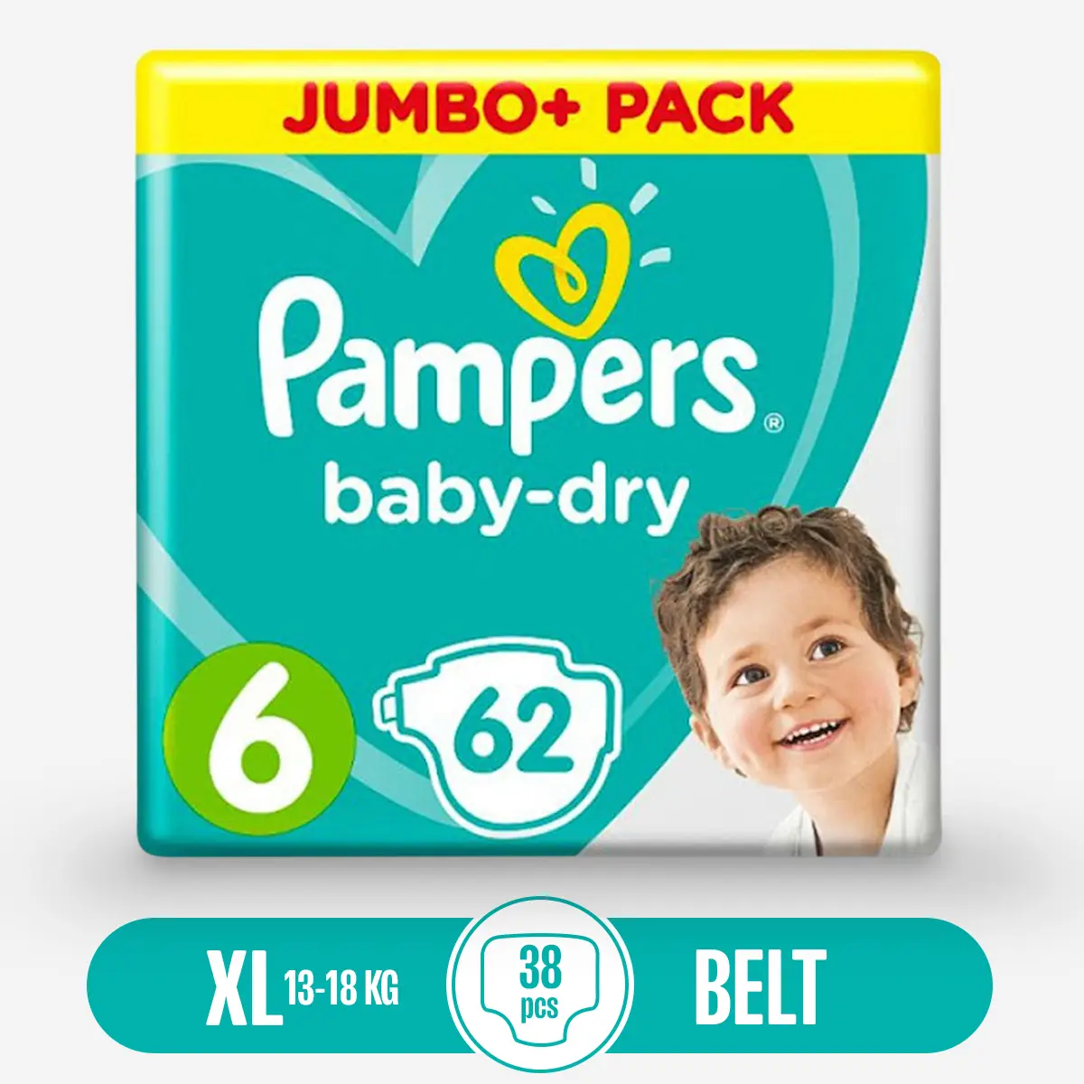 Picture of Pampers Disposable Baby Diaper Belt - Size-6(13-18kg) - 62pcs (UK)