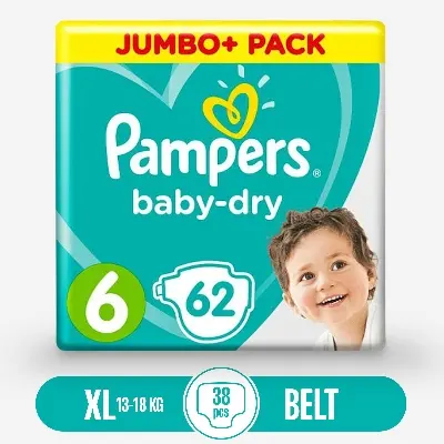 Picture of Pampers Disposable Baby Diaper Belt - Size-6(13-18kg) - 62pcs (UK)
