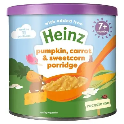 Picture of Heinz Pumpkin Carrot & Sweetcorn Porridge 240gm 7+ Months, Made in UK