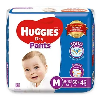 Picture of Huggies Dry Medium Pant Diaper 6-12Kg - 64 Pcs (Malaysia)