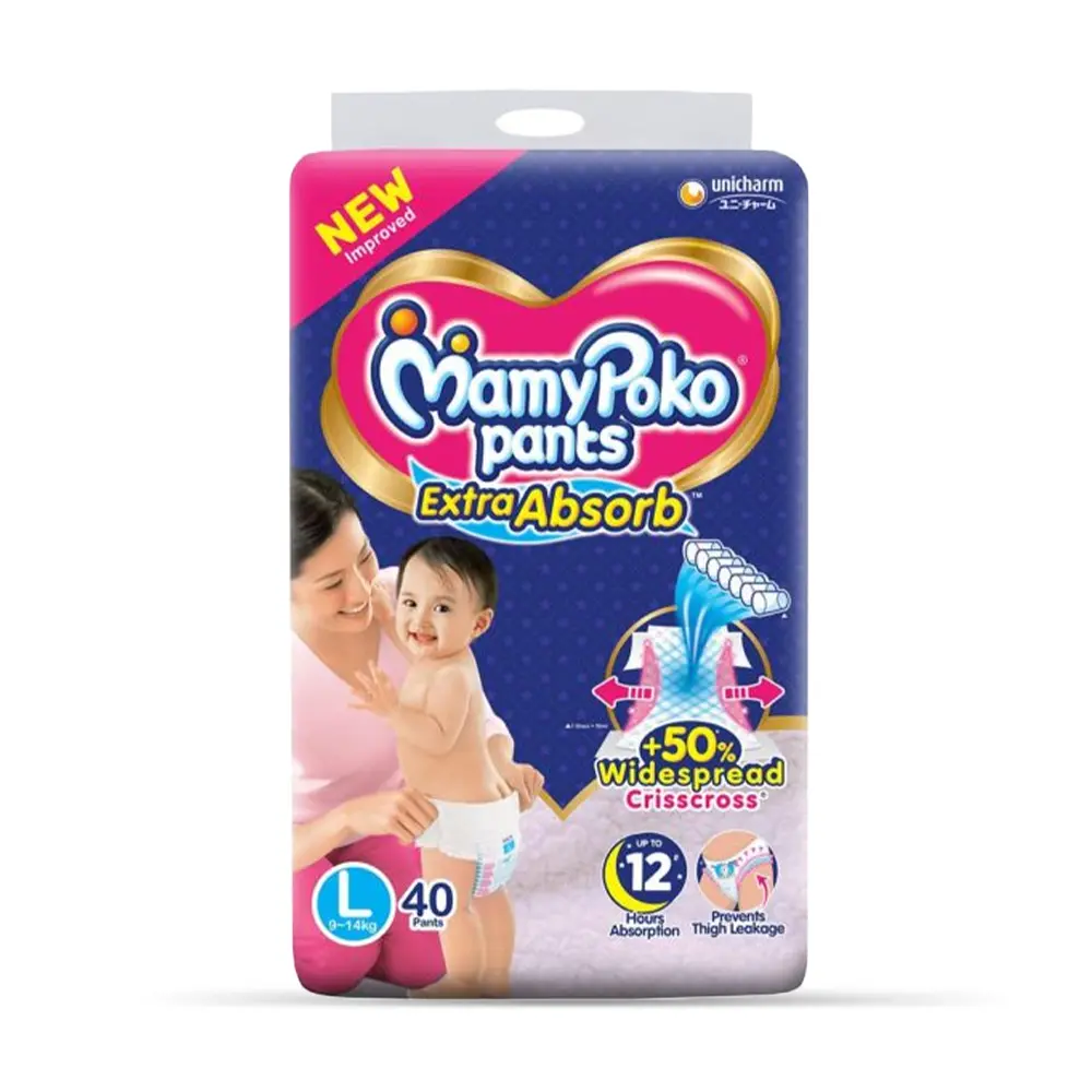 Picture of Mamy_poko Baby Diapers Large Pants 40 Pcs Pack (09-14kg), Made in India