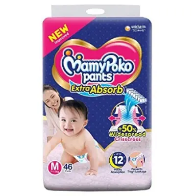 Picture of Mamy_poko Baby Diapers Medium Pants 46 Pcs Pack (07-12kg), Made in India