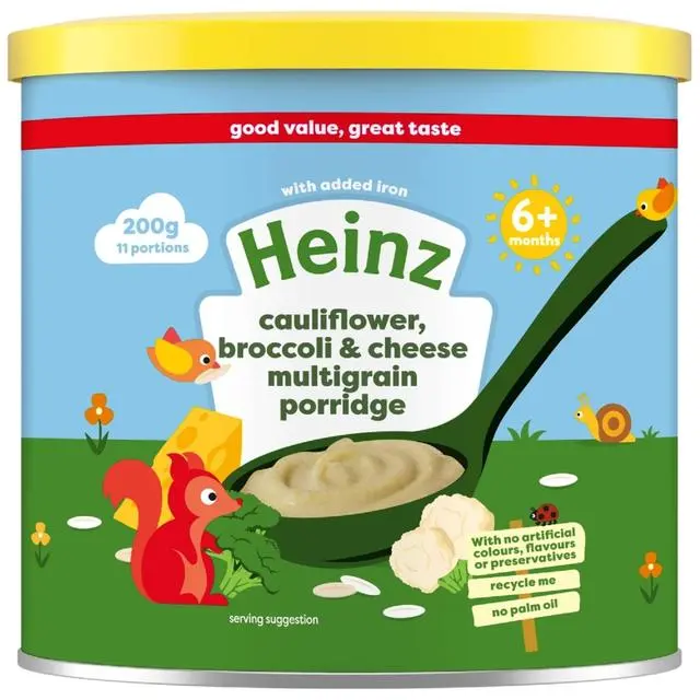 Picture of Heinz 6+mth First Steps Multigrain, Cauliflower, Broccoli & Cheese Porridge, UK