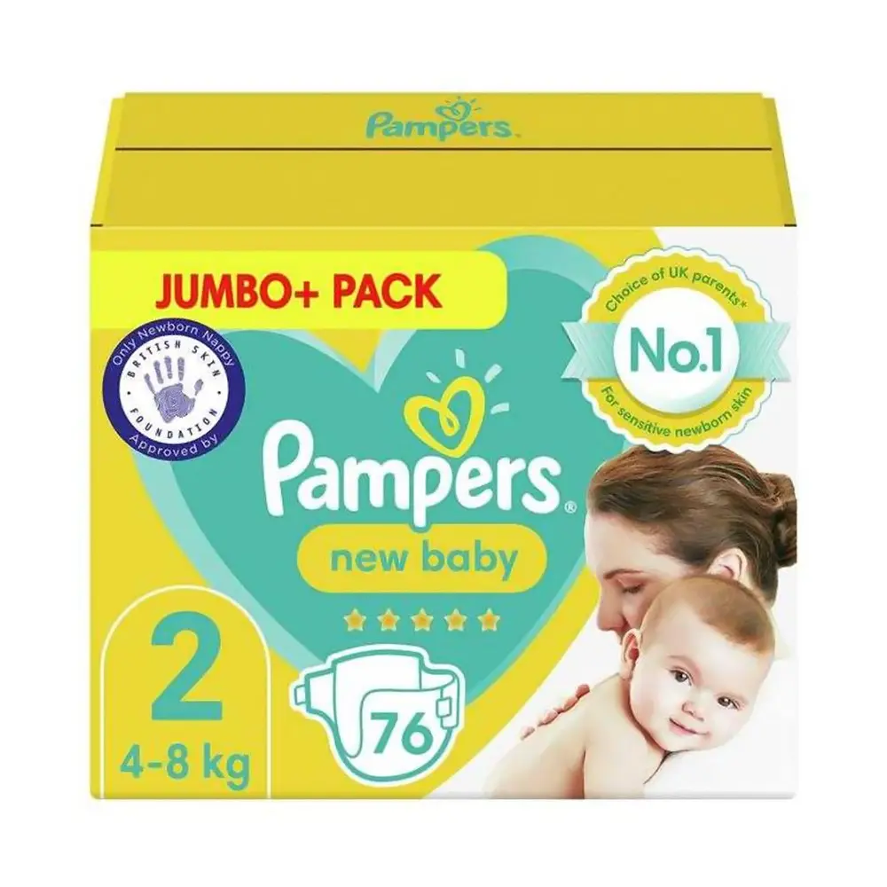 Picture of Pampers Diapers Newborn Size 2 Belt 4-8kg 76 Pcs Pack, Made in UK