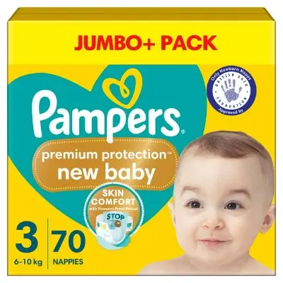 Picture of Pampers Diapers Newborn Size 3 Belt 6-10kg 70 Pcs Pack, Made in UK