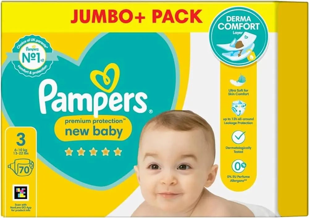 Picture of Pampers Diapers Newborn Size 3 Belt 6-10kg 70 Pcs Pack, Made in UK
