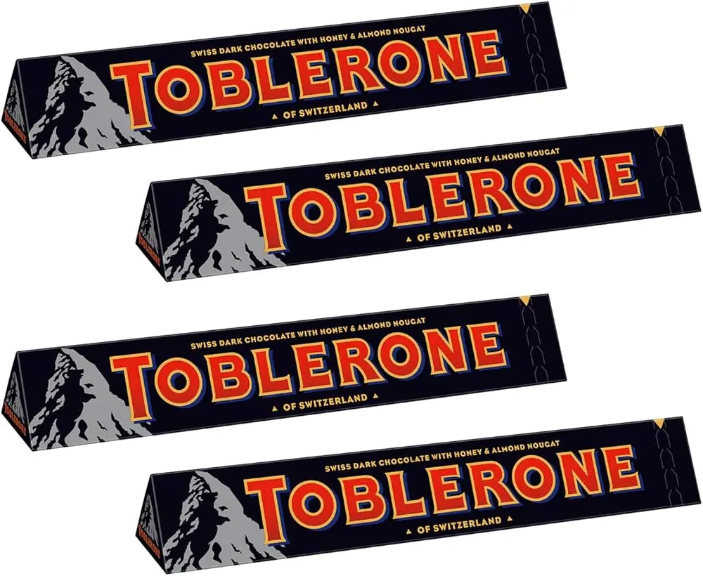 Picture of Toblerone Dark Chocolate with Honey and Almond Nougat Pack of 4 X 100g Switzerland