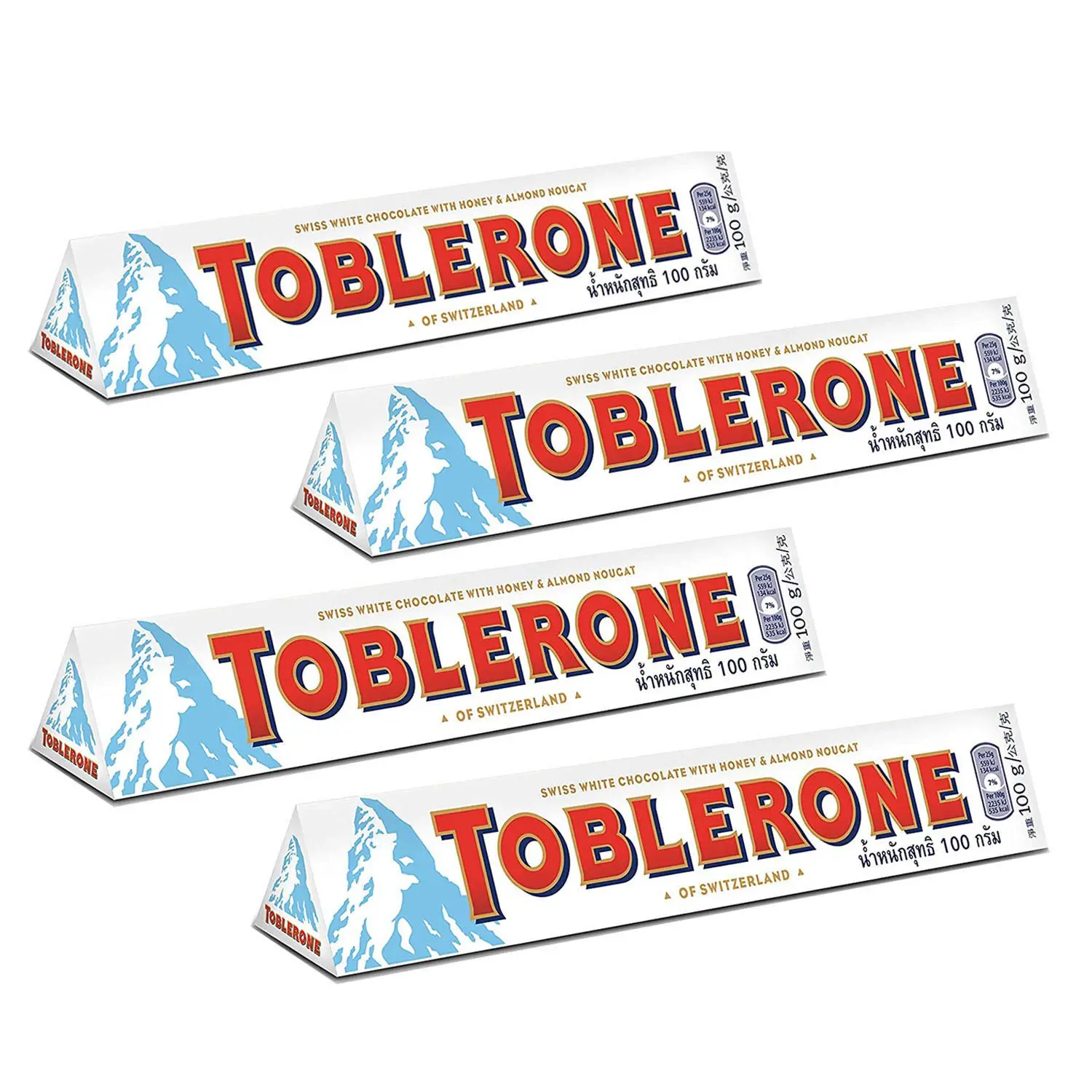 Picture of Toblerone White Chocolate 4 Pcs Pack of 4 X 100g Switzerland