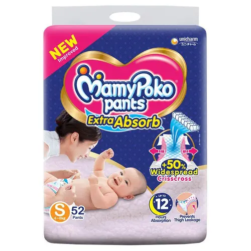 Picture of Mamypoko Small Pants  Baby Diapers 52 Pcs Pack (4-8kg), Made in India