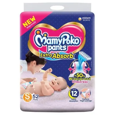 Picture of Mamypoko Small Pants  Baby Diapers 52 Pcs Pack (4-8kg), Made in India