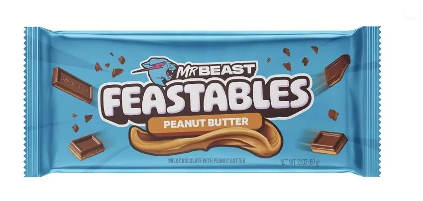 Picture of Feastables Mr Beast Peanut Butter Chocolate Bar 60g, Made in USA