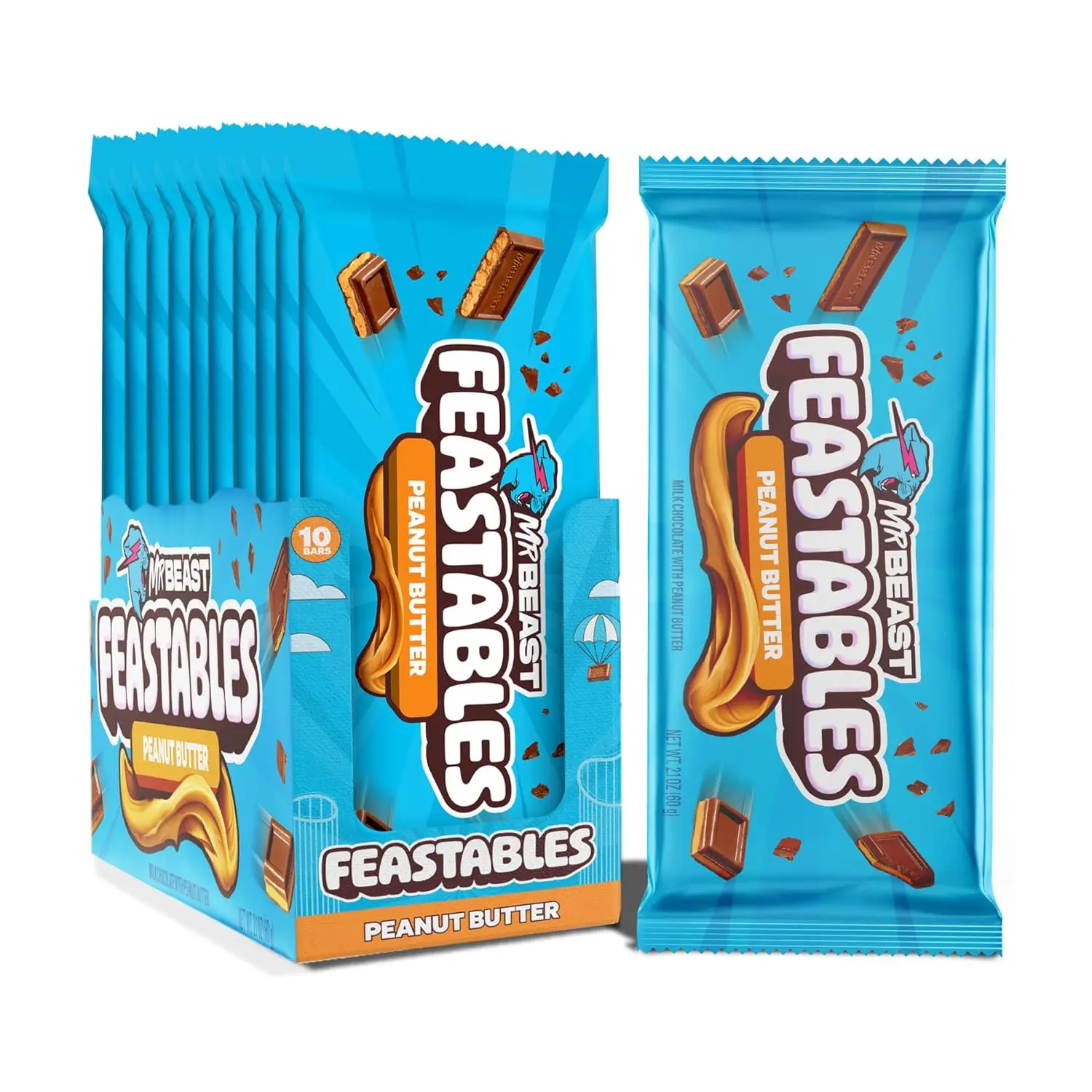 Picture of Feastables Mr Beast Peanut Butter Chocolate Bar 60g, Made in USA