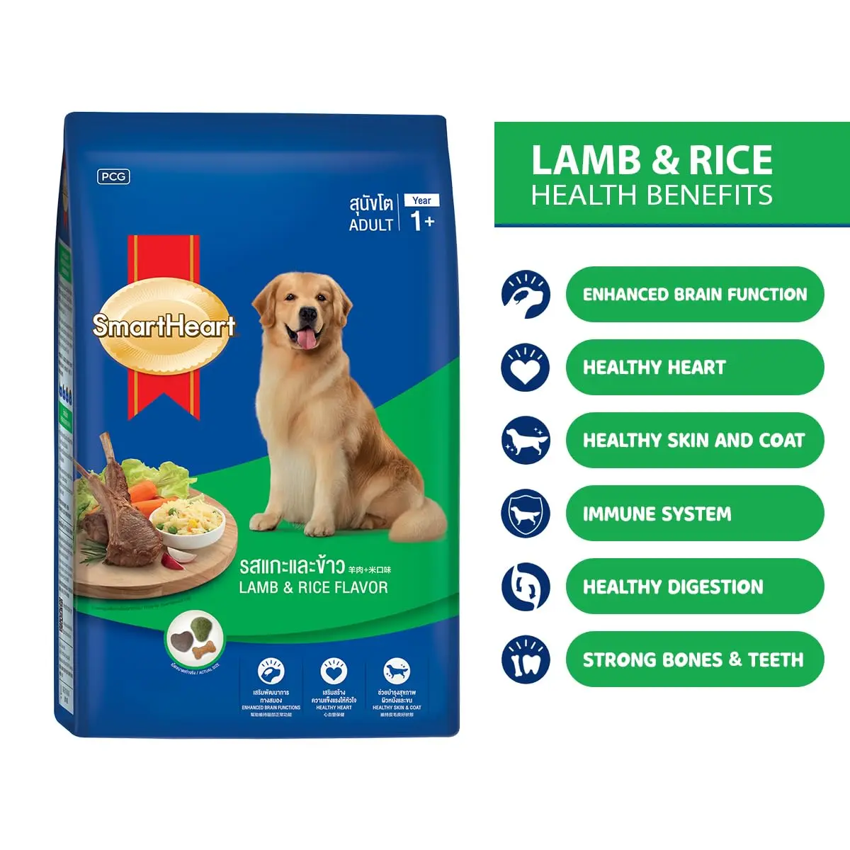 Picture of Smart Heart Adult Dog Food Dry Lamb and Rice 10kg