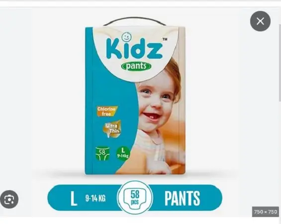 Picture of Kidz Baby Diaper Pant Large 9-14kg 58 Pcs, Made in Germany