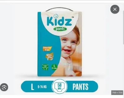 Picture of Kidz Baby Diaper Pant Large 9-14kg 58 Pcs, Made in Germany