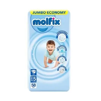 Picture of Molfix 5 Belt Baby Diaper 11-25kg 58 Pcs Pack, Made in Turkey