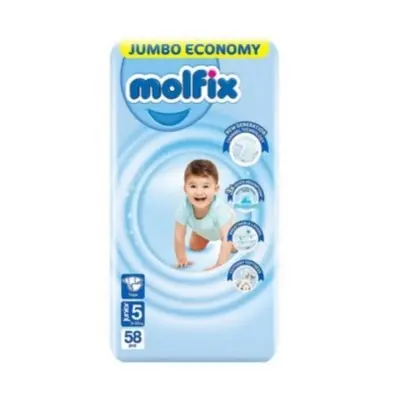 Picture of Molfix 5 Belt Baby Diaper 11-25kg 58 Pcs Pack, Made in Turkey