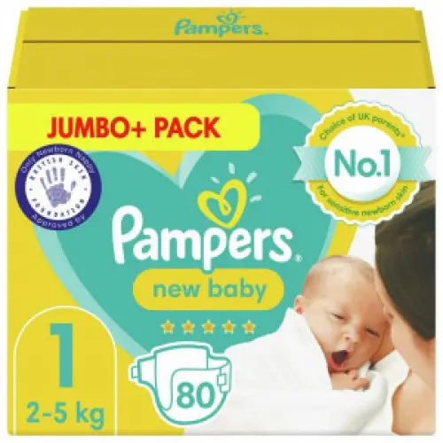 Picture of Pampers Premium Protection New Baby Jumbo Pack Size 1, UK 80 Pcs Box